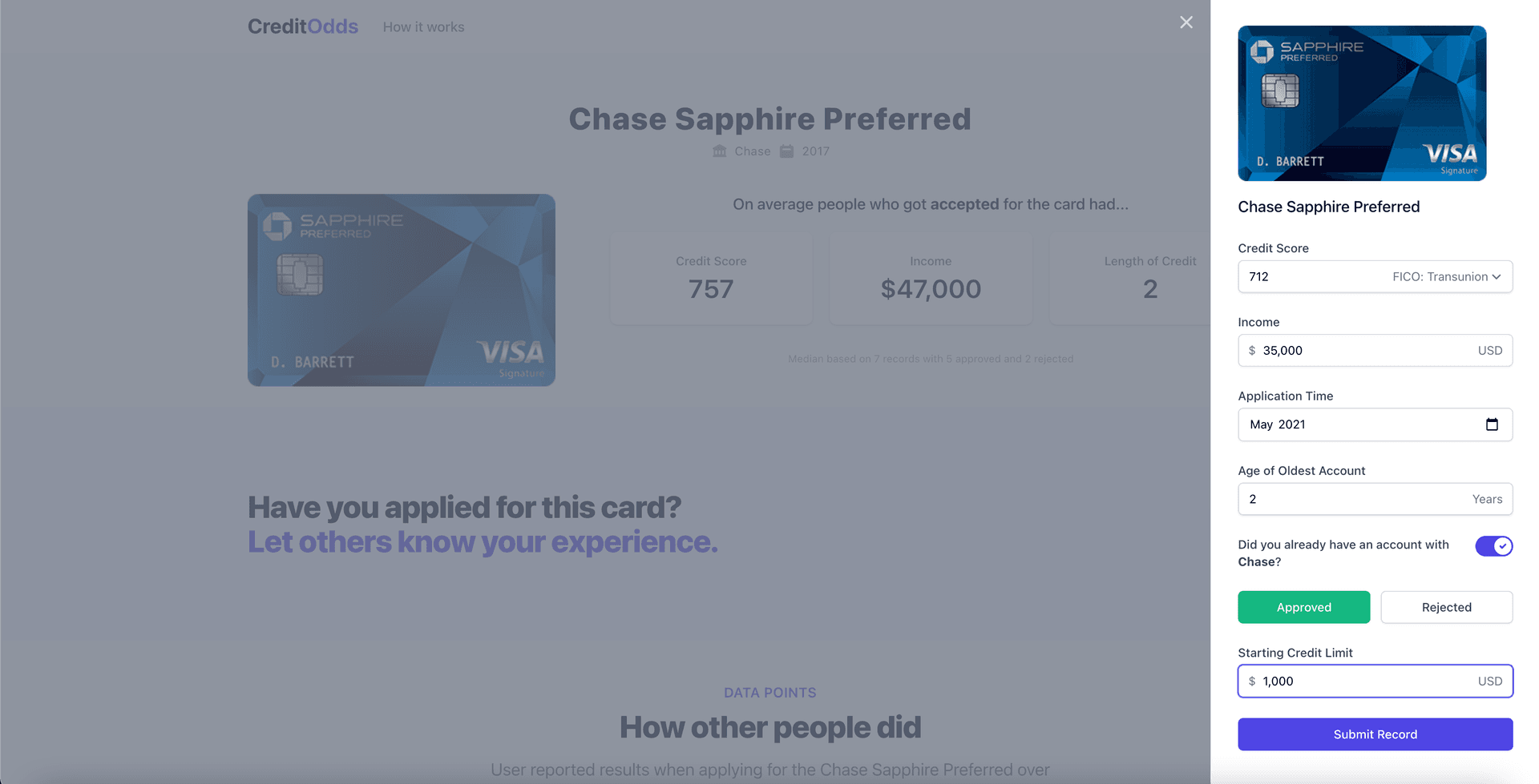 Customer profile user interface